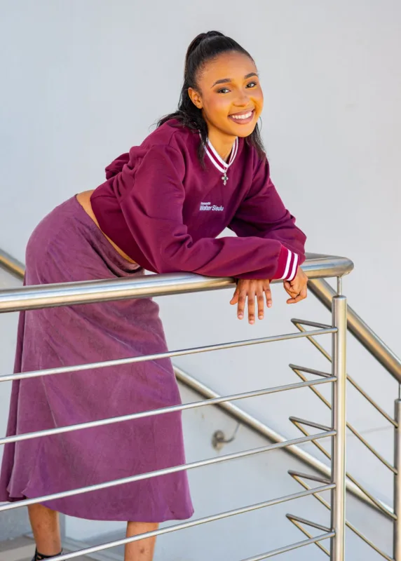 Burgundy Sweat Top - With Stripes